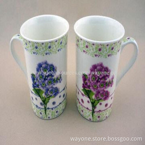 Fine China Mugs with Flower Motif and 11oz Volume, Best Choice for Promotions and Gifts, Food Safe